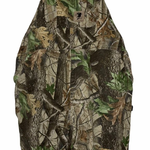 Rare HTF Tough Duck Green Camouflage Denim Hunting Outdoors Bib Overalls XL - Picture 2 of 11